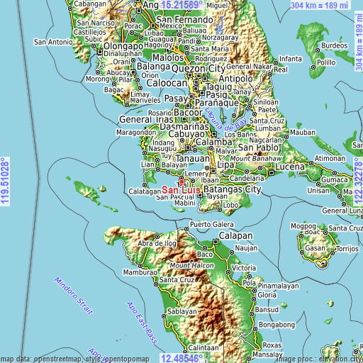 Topographic map of San Luis