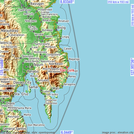 Topographic map of San Luis