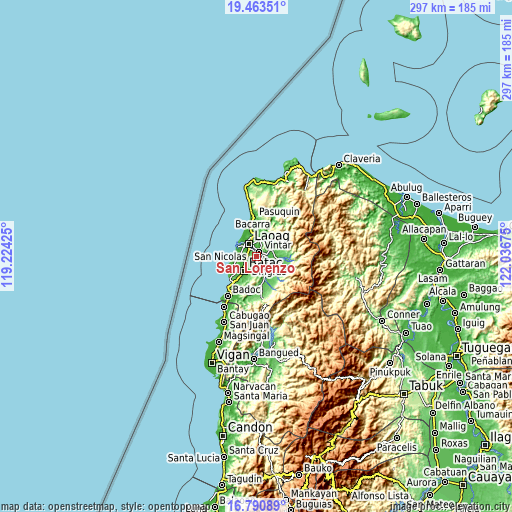 Topographic map of San Lorenzo