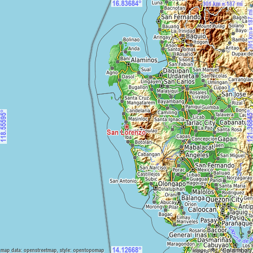 Topographic map of San Lorenzo