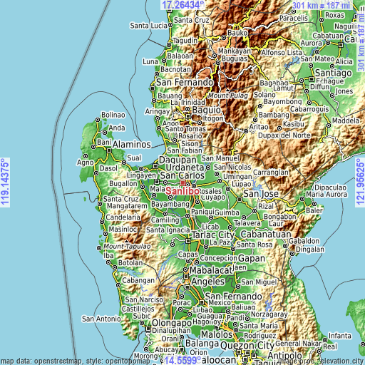 Topographic map of Sanlibo