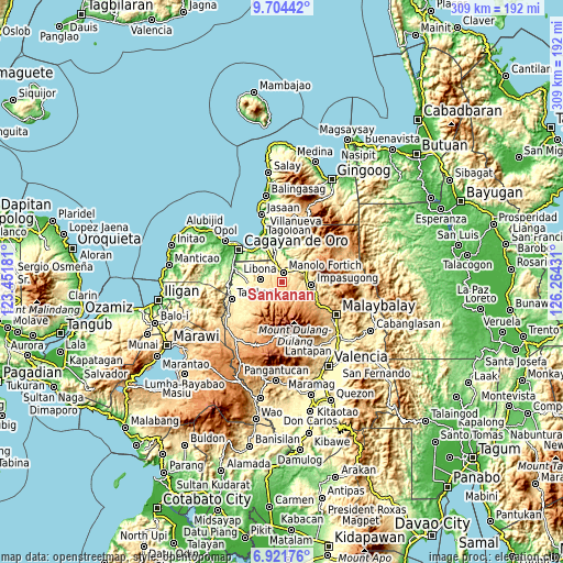 Topographic map of Sankanan