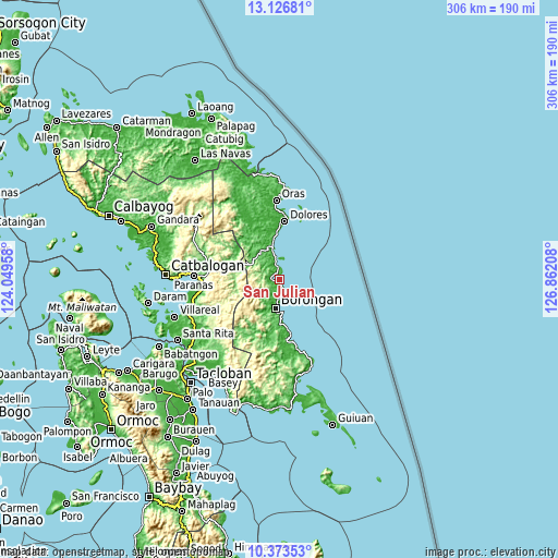 Topographic map of San Julian