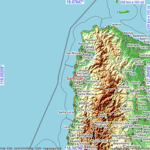 Topographic map of San Juan