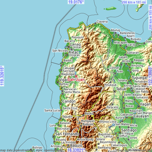 Topographic map of San Juan