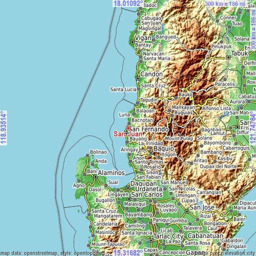 Topographic map of San Juan