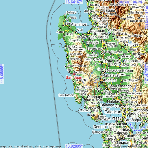 Topographic map of San Juan