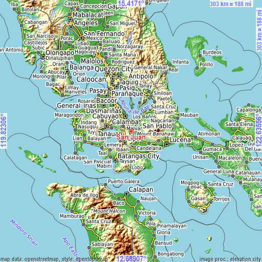 Topographic map of San Juan