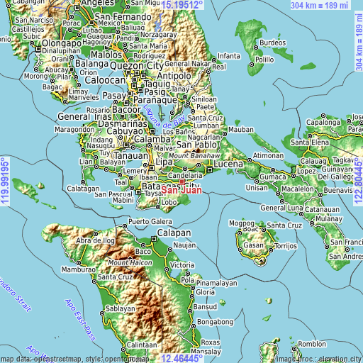 Topographic map of San Juan