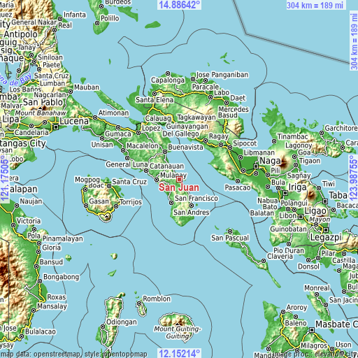 Topographic map of San Juan