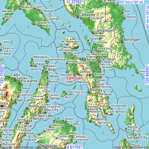 Topographic map of San Juan