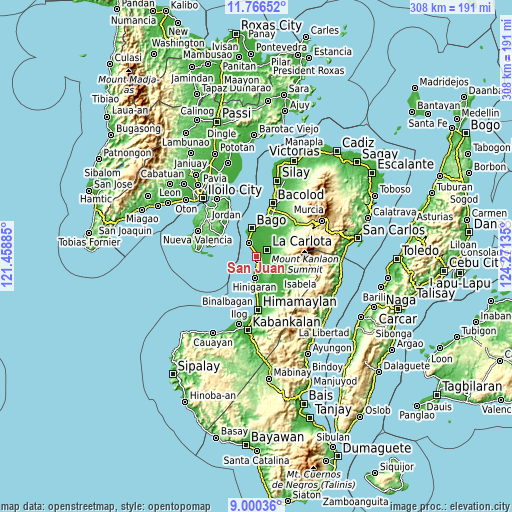 Topographic map of San Juan