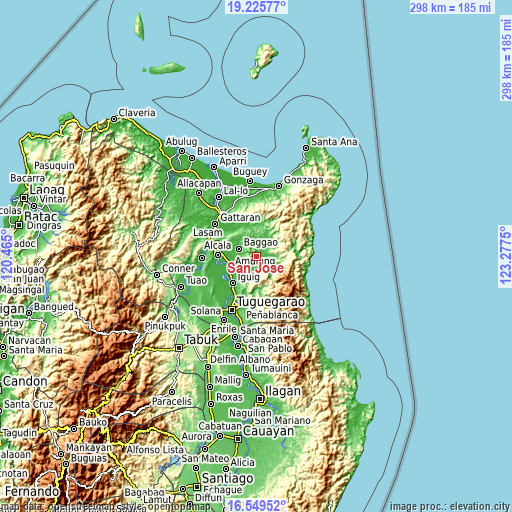 Topographic map of San Jose