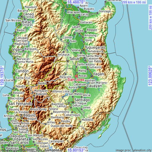 Topographic map of San Jose