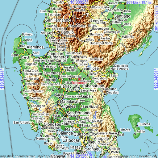 Topographic map of Tabacao