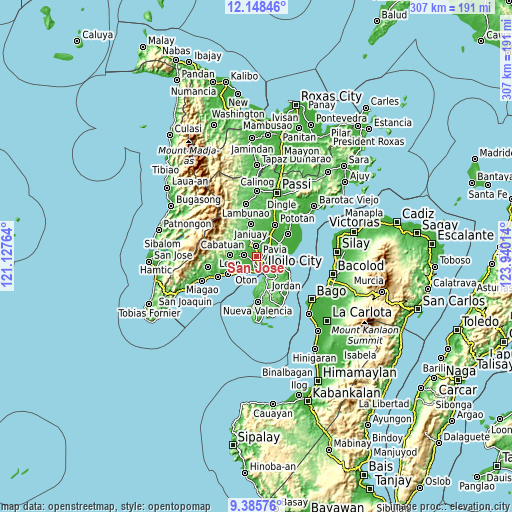 Topographic map of San Jose