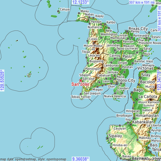 Topographic map of San Jose