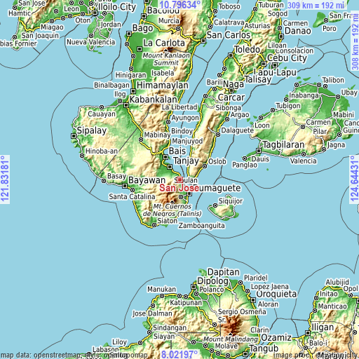 Topographic map of San Jose