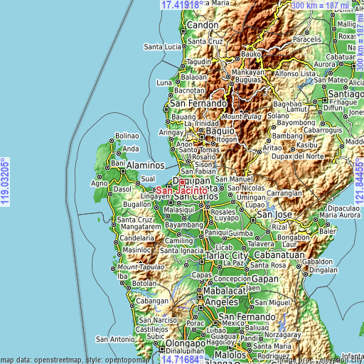 Topographic map of San Jacinto