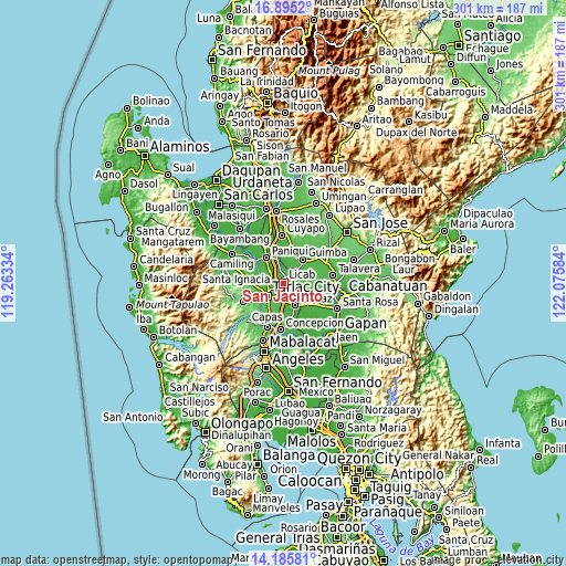 Topographic map of San Jacinto