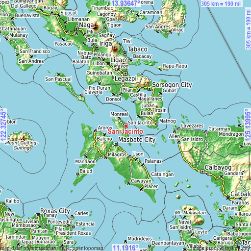 Topographic map of San Jacinto