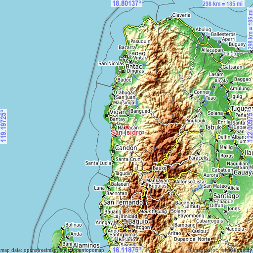 Topographic map of San Isidro