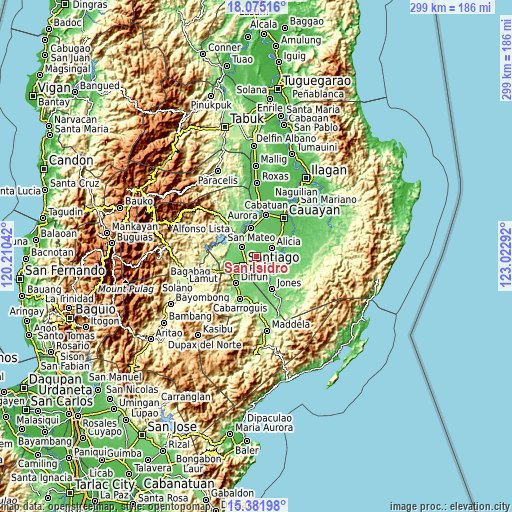 Topographic map of San Isidro