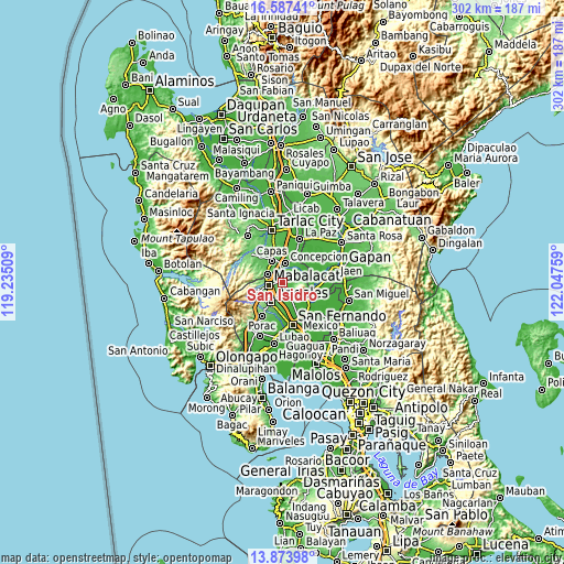 Topographic map of San Isidro