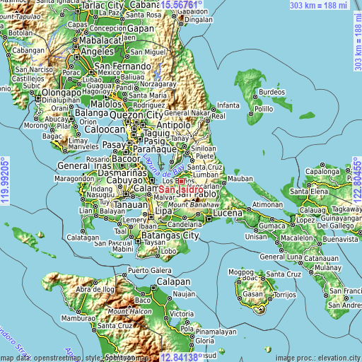 Topographic map of San Isidro
