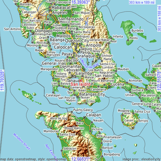 Topographic map of San Isidro