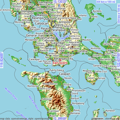 Topographic map of San Isidro