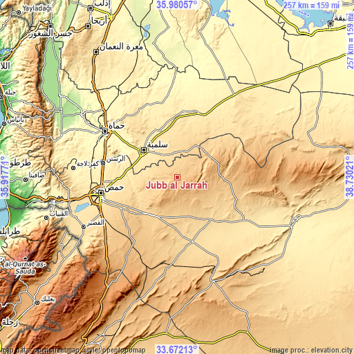 Topographic map of Jubb al Jarrāḩ