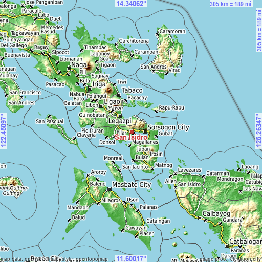 Topographic map of San Isidro