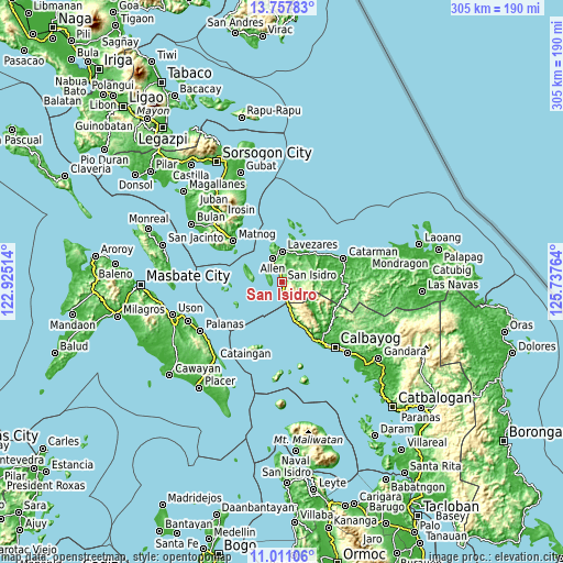 Topographic map of San Isidro