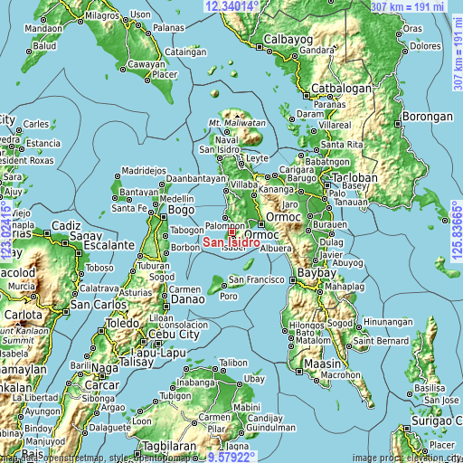 Topographic map of San Isidro