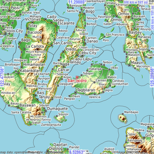 Topographic map of San Isidro
