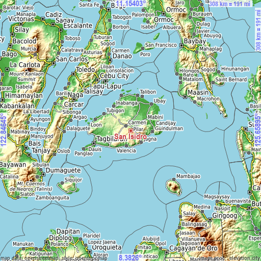 Topographic map of San Isidro