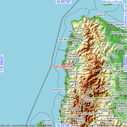 Topographic map of San Ildefonso