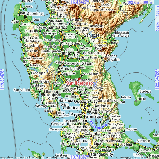 Topographic map of San Ildefonso