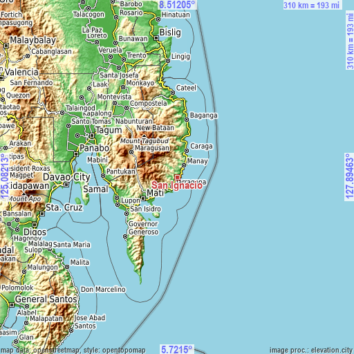 Topographic map of San Ignacio