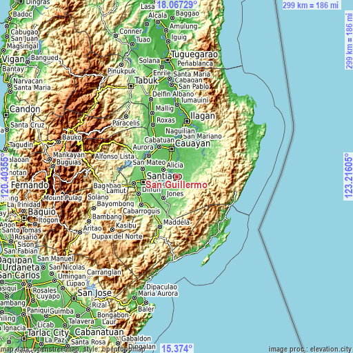 Topographic map of San Guillermo