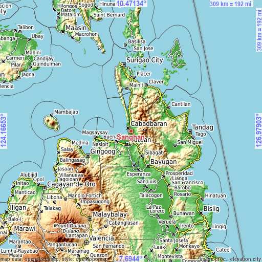 Topographic map of Sanghan