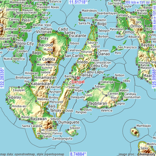 Topographic map of Sangat