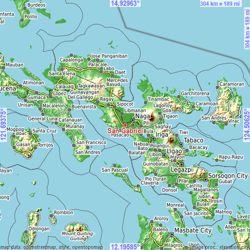 Topographic map of San Gabriel