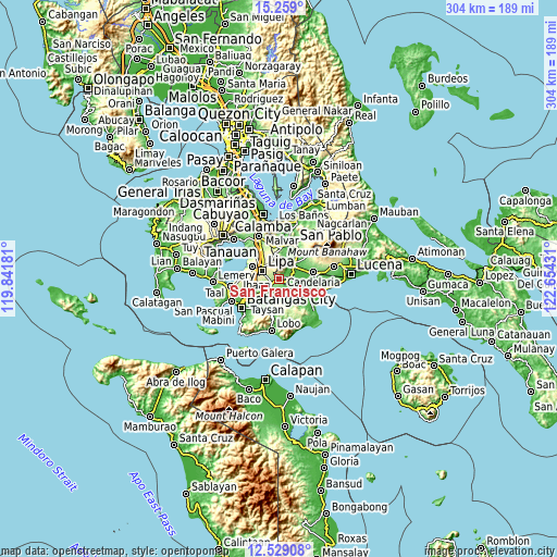 Topographic map of San Francisco