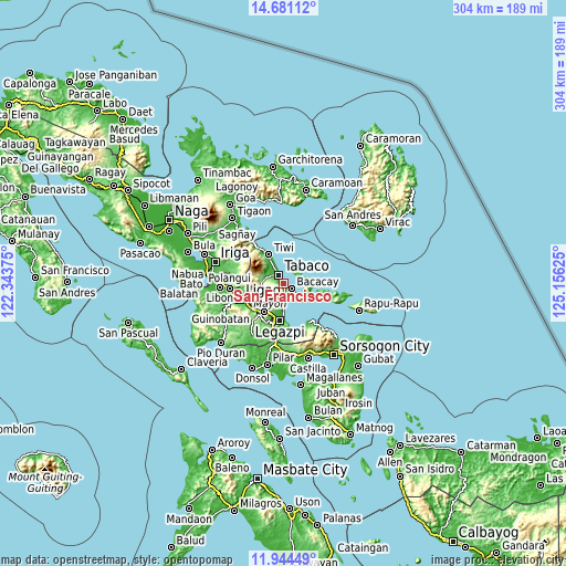 Topographic map of San Francisco