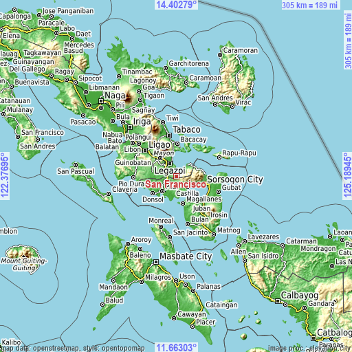 Topographic map of San Francisco