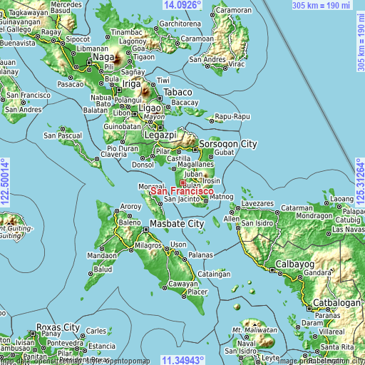 Topographic map of San Francisco