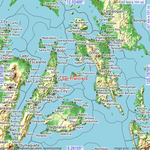 Topographic map of San Francisco