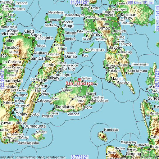 Topographic map of San Francisco